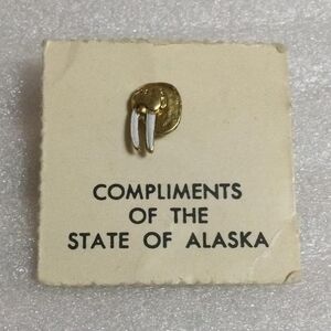 Gold and White Walrus Pin